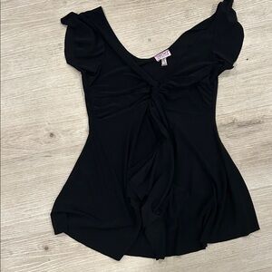 Lipstick Boutique Black Twist Front Blouse Size Small
